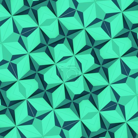 Foto de Fascinante ilustración digital de formas geométricas y patrones caleidoscópicos. Fondo dinámico con verdes vibrantes. renderizado 3d - Imagen libre de derechos