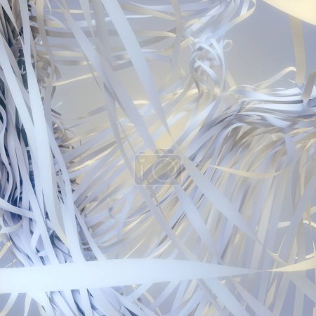 Foto de Ilustración digital con un patrón abstracto arremolinado de cintas de papel voladoras. Estilo moderno y minimalista. renderizado 3d - Imagen libre de derechos
