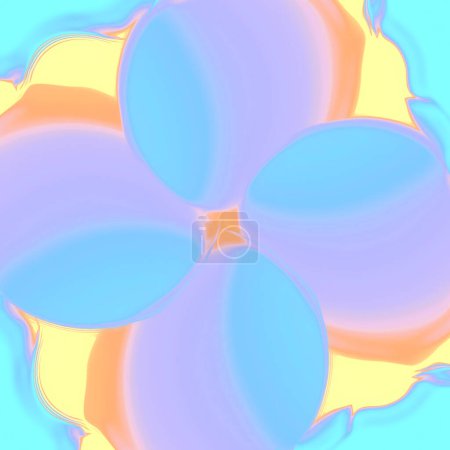 Foto de Ilustración digital de una forma orgánica en un estilo abstracto. La forma tiene un gradiente de color amarillo-naranja sobre un fondo azul claro. renderizado 3d - Imagen libre de derechos