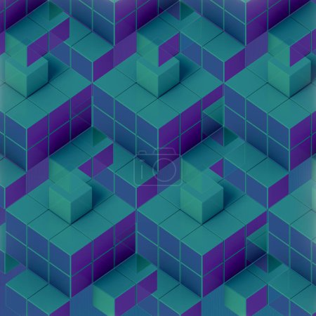 Foto de Fondo geométrico abstracto moderno y elegante con un patrón de formas rectangulares en esquema de color azul-violeta que dará a cualquier proyecto multimedia un aspecto futurista. 3d representación ilustración digital - Imagen libre de derechos