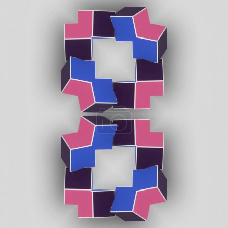 Foto de Fascinante representación 3D ilustración digital de cuadrados y rectángulos, creando patrón dinámico multicolor - Imagen libre de derechos