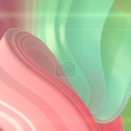 Foto de Onda suave de rayas de tela de color con rayas brillantes y profundidad de efecto de campo. Fondo abstracto de diseño creativo. 3d representación ilustración digital - Imagen libre de derechos