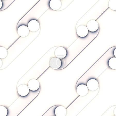 Foto de Ilustración digital abstracta con un patrón de formas geométricas blancas simples que crean una ilusión óptica impresionante. renderizado 3d - Imagen libre de derechos