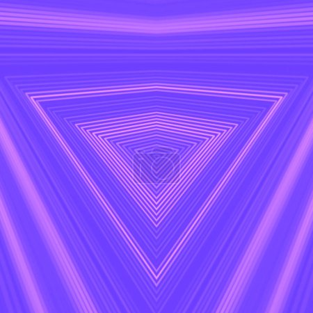 Foto de 3d representación de la ilustración digital con el patrón de luz simétrica geométrica de líneas de color rosa sobre fondo púrpura. Estilo abstracto y moderno - Imagen libre de derechos