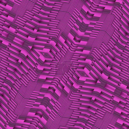 Téléchargez les photos : Fond géométrique symétrique vibrant de teintes violettes, créant une symphonie harmonieuse de couleurs. Illustration numérique de rendu 3D - en image libre de droit