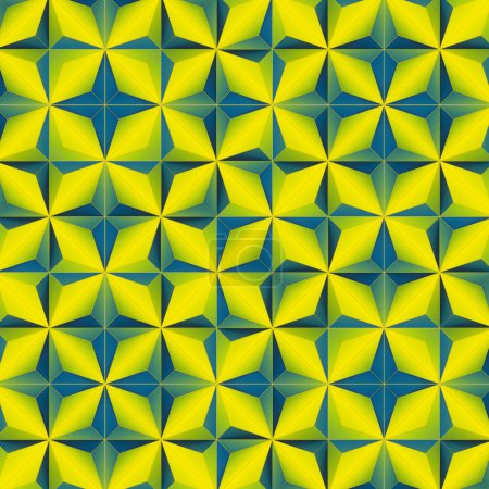 Foto de Fascinante ilustración digital de formas geométricas amarillo-verdes y patrones caleidoscópicos. Colores vibrantes y formas geométricas. renderizado 3d - Imagen libre de derechos