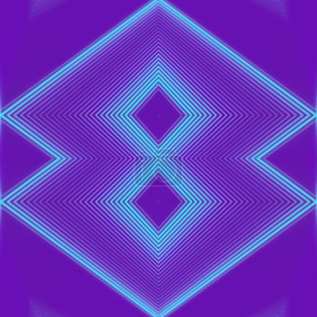 Foto de 3d representación ilustración digital de patrón geométrico simétrico abstracto con luz de neón azul - Imagen libre de derechos