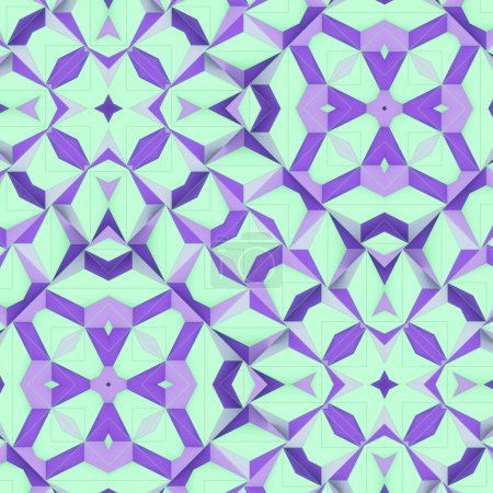 Foto de 3d representación de ilustración digital de intrincadas formas geométricas con colores de neón brillantes entrelazados en perfecta simetría - Imagen libre de derechos
