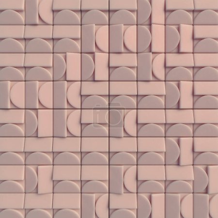 Foto de Patrón geométrico de formas entrelazadas en un color rosado silenciado. Un estilo moderno y minimalista con líneas limpias y un motivo repetitivo. 3d representación ilustración digital - Imagen libre de derechos