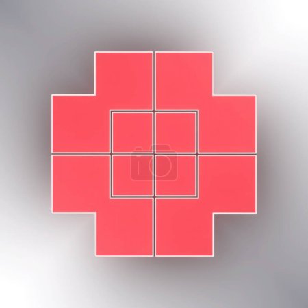 Foto de 3d representación de la ilustración digital de un impresionante patrón de formas geométricas rosadas sobre un fondo de color claro - Imagen libre de derechos