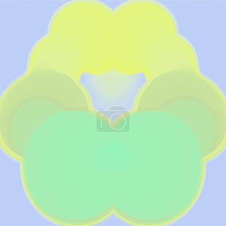 Foto de Ilustración digital compuesta de formas orgánicas simétricas y líneas onduladas en un tono amarillo-verde. renderizado 3d - Imagen libre de derechos