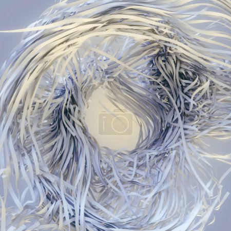 Foto de Ilustración abstracta digital con un remolino de cintas de papel que se asemejan a un remolino. renderizado 3d - Imagen libre de derechos