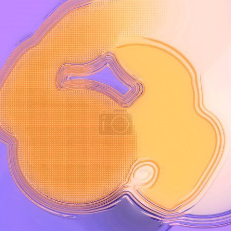 Foto de Ilustración digital de formas orgánicas que se asemejan a nubes en estilo abstracto con degradado de color naranja-púrpura de moda. Las formas tienen contornos suaves con líneas onduladas. renderizado 3d - Imagen libre de derechos