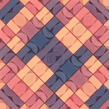 Foto de Patrón geométrico simétrico de formas entrelazadas con tonos de rosa, naranja, azul y púrpura. Un estilo limpio y moderno. 3d representación ilustración digital - Imagen libre de derechos