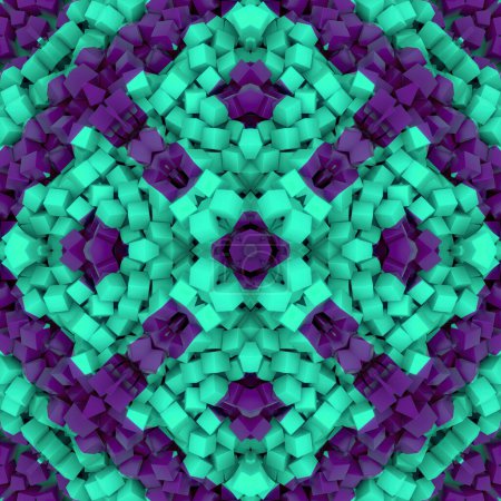 Foto de 3d representación digital ilustración de un patrón geométrico simétrico de cubos dispersos aleatoriamente - Imagen libre de derechos