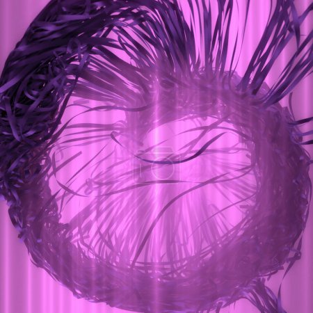 Foto de Cintas de papel volantes y giratorias en colores rosa brillante y púrpura. 3d representación ilustración digital - Imagen libre de derechos
