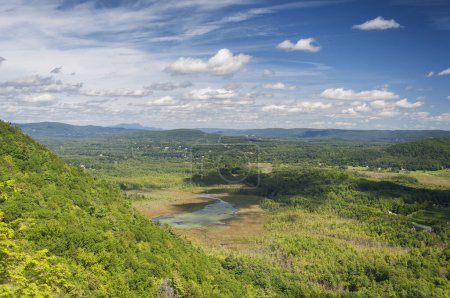 A landscape view of the southern berkshires from atop Monument Mountain in Great Barrington Massachusetts.