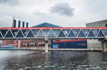 Photo for Baltimore, Maryland. September 30, 2019. A covered walkway over the Patapsco River at the inner harbor on an overcast day in Baltimore Maryland. - Royalty Free Image