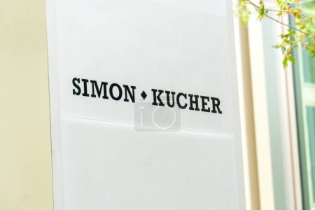 Photo for Frankfurt am Main, Germany - June 27, 2020: Plaque of Simon-Kucher company, business management consultant - Royalty Free Image