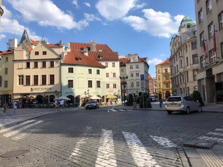 Prague, Czech Republic - July 22, 2020: Prague cityscape and ancient buildings in the Old Town of the capital city