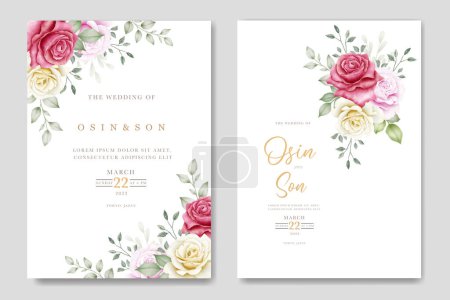 Téléchargez les photos : Élégant modèle de carte d'invitation de mariage de roses florales - en image libre de droit