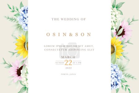 Téléchargez les photos : Magnifique modèle de carte de mariage floral aquarelle - en image libre de droit