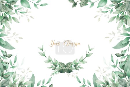 Illustration for Elegant Background Green Leaves Watercolor - Royalty Free Image