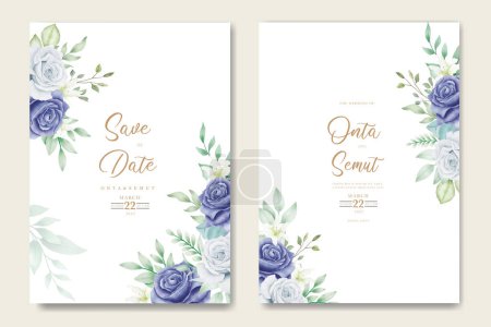 Téléchargez les illustrations : Belle rose florale modèle de carte d'invitation de mariage - en licence libre de droit