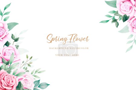 Illustration for Wedding invitation card with floral rose watercolor - Royalty Free Image