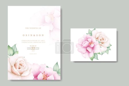Téléchargez les photos : Carte d'invitation de mariage avec aquarelle rose florale - en image libre de droit