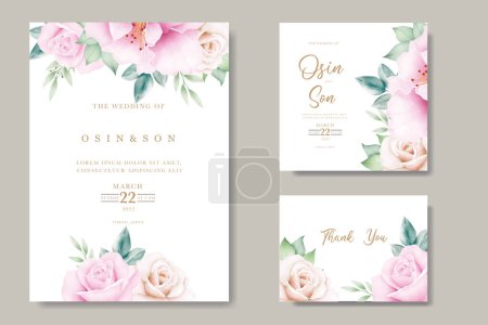 Téléchargez les photos : Carte d'invitation de mariage avec aquarelle rose florale - en image libre de droit