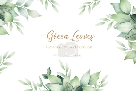 Téléchargez les photos : Aquarelle vert feuilles fond - en image libre de droit