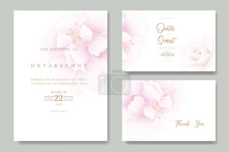  Hand draw floral rose watercolor wedding card design