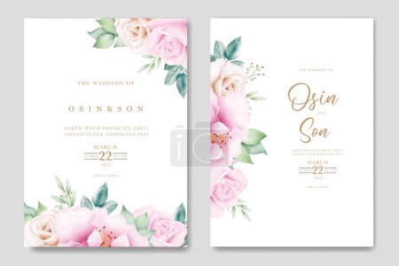 Téléchargez les photos : Dessin à la main floral rose aquarelle conception de carte de mariage - en image libre de droit