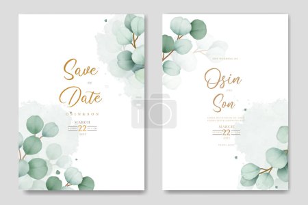 Téléchargez les photos : Belle carte d'invitation de mariage Eucalyptus floral - en image libre de droit