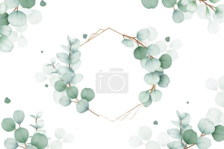 Illustration for Elegant floral background with hand drawing eucalyptus watercolor - Royalty Free Image