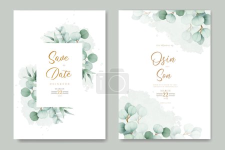 Ilustración de Hermosa Floral Eucalipto boda invitación tarjeta - Imagen libre de derechos