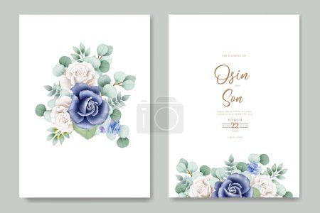 Ilustración de Hermosas hojas florales acuarela boda invitación tarjeta - Imagen libre de derechos