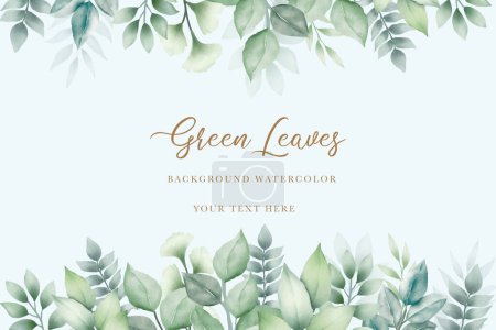 Téléchargez les illustrations : Fond nature avec des feuilles vertes aquarelle - en licence libre de droit