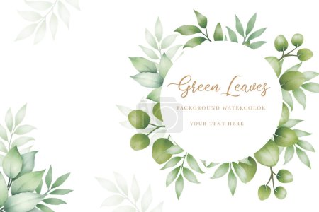 Illustration for Hand draw watercolor green leaves background - Royalty Free Image
