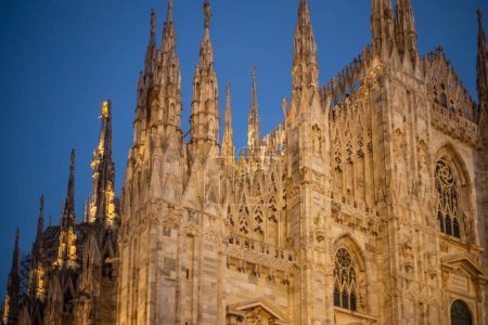 Photo for Milan, Italy 18.12.2023 in winter. Christmas tree in front of Milan cathedral, Duomo square in december, evening view. Christmas holidays in Milan. Christmas and New Year concept. High quality photo - Royalty Free Image