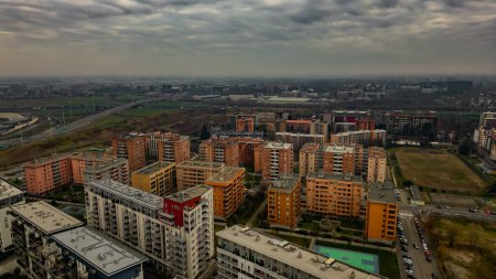Photo for Aerial photography Santa Giulia, Milan, Italy 3.01.2023 residential area on the south-eastern outskirts of Milan, between the districts of Rogoredo and Talledo. High quality photo - Royalty Free Image
