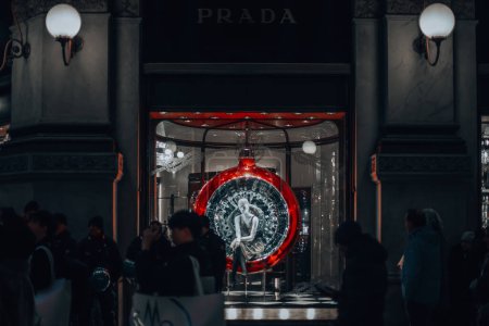 Photo for Shopping in Milan. Shop windows in the center of Milan during the Christmas holidays. Italia, Milano 25.12.2023. High quality photo - Royalty Free Image