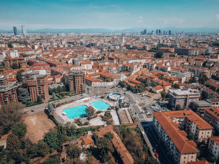 Photo for Aerial view Milan, Italy, Lombardy by drone. High quality photo - Royalty Free Image