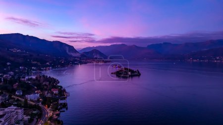 Aerial Photography Italy, Stresa, Lake Maggiore. Province of Verbano-Cusio-Ossola, Italy, Europe. Traveling concept background. High quality photo