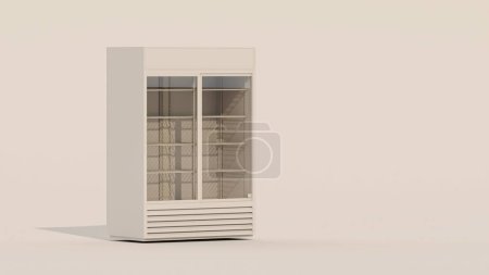 Photo for The white model of vending machine with beige background, 3d rendering. Flat colors, single color, restaurant furniture. - Royalty Free Image