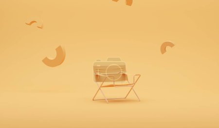 Téléchargez les photos : Abricot crush est la couleur tendance de l'année 2024 avec chaise d'art. Idée de publicité. Composition créative. 3D rendu, médias sociaux et concept de vente - en image libre de droit
