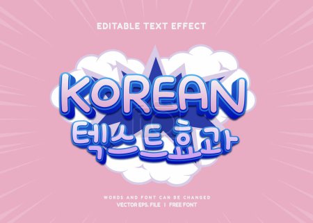 Editierbare Texteffekt Korean Movie - Drama 3D-Zeichentrickvorlage Stil Premium-Vektor. Drucken