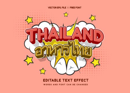 Illustration for Editable text effect Thailand Drama Program, Thai Food text 3d template style premium vector. Print - Royalty Free Image
