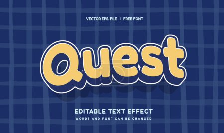 Téléchargez les illustrations : Free vector Quest bold text effect editable modern lettering typography font stylePrint - en licence libre de droit